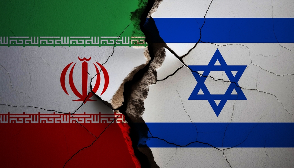 Le drapeau d'Israël et de l'Iran