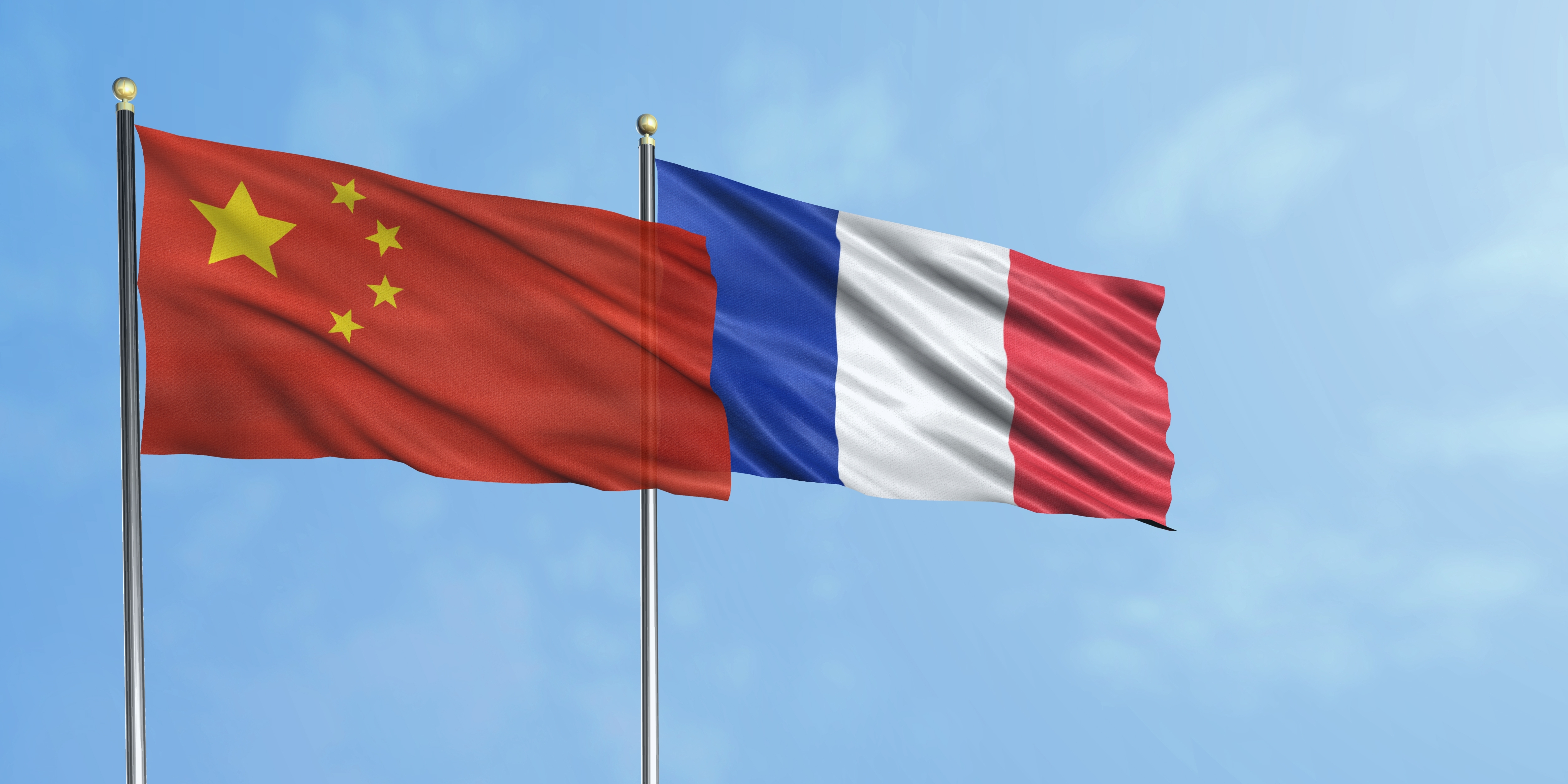 Drapeau de la Chine avec drapeau de la France