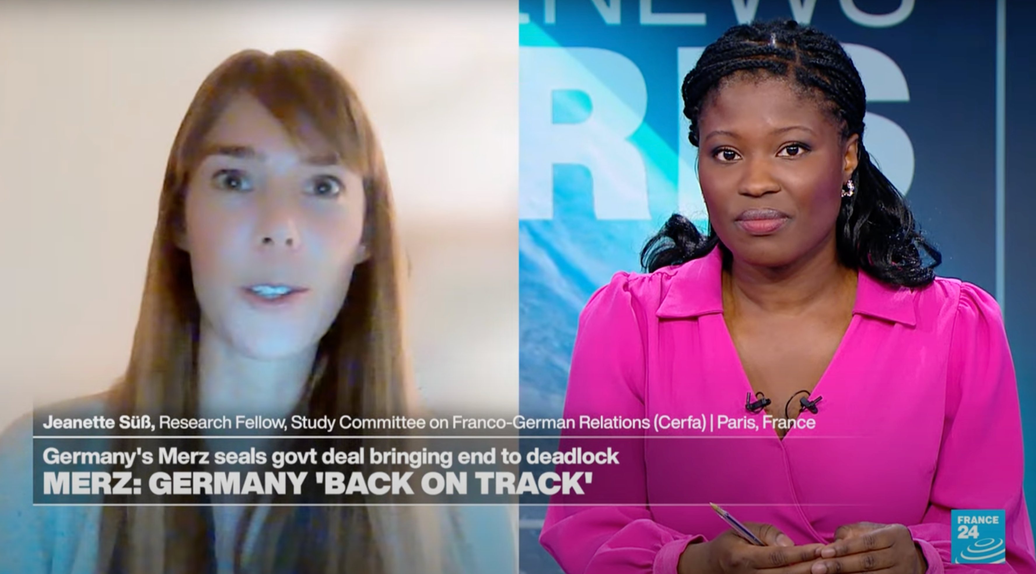 FRANCE 24's Yinka Oyetade speaks to Jeanette Süß, a Research Fellow on the Study Committee on Franco-German Relations at the French Institute of International Relations about the German coalition and the challenges faced by the new government.