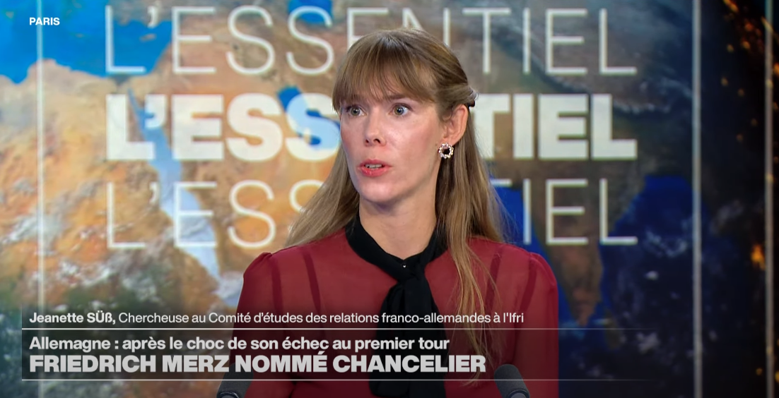 Merz promet le retour d'une Allemagne active en Europe, FRANCE 24, Jeanette Suess, Ifri, Mai 2025