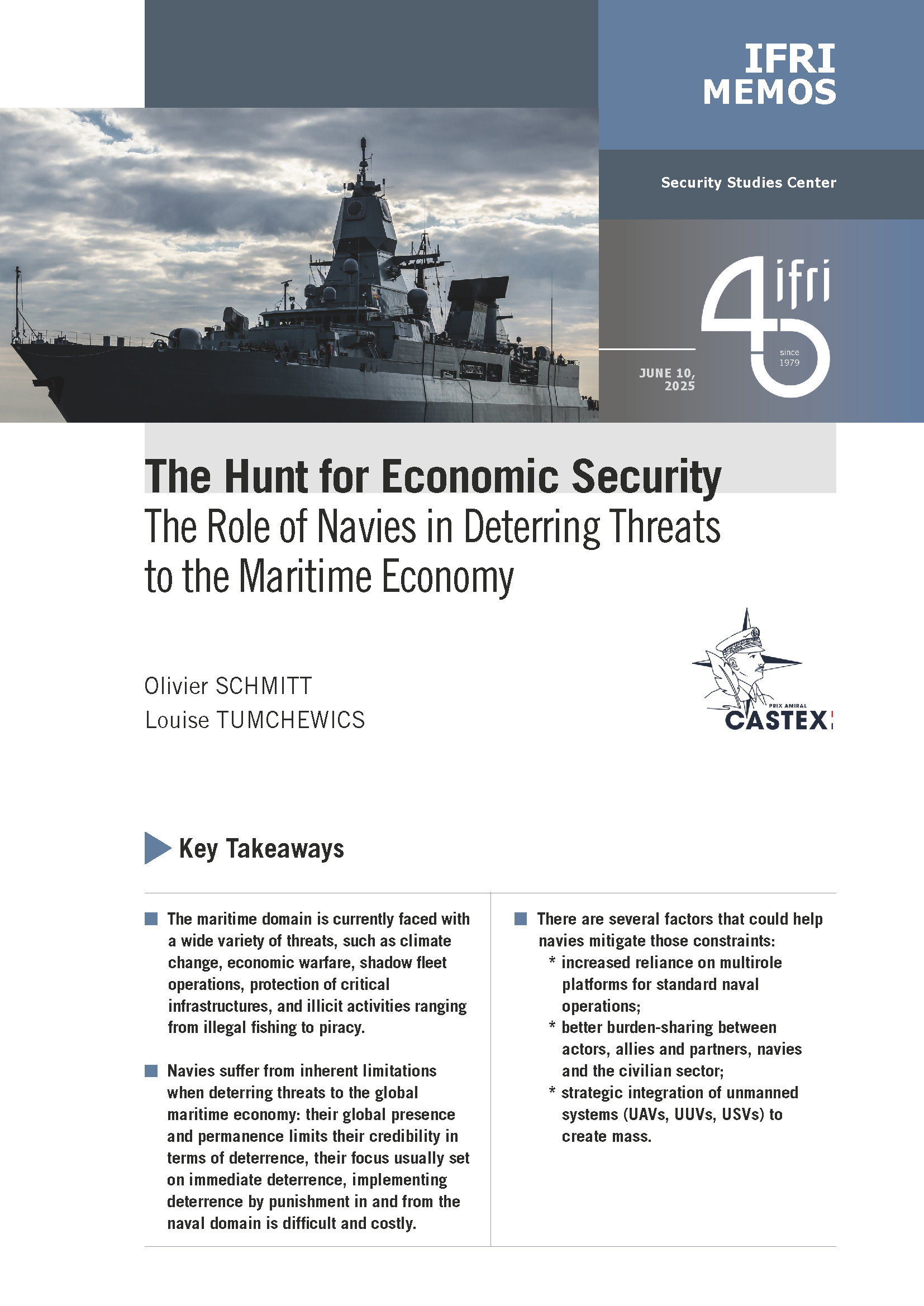 Memos, economic security and navies, O. Schmitt and L. Tumchewics