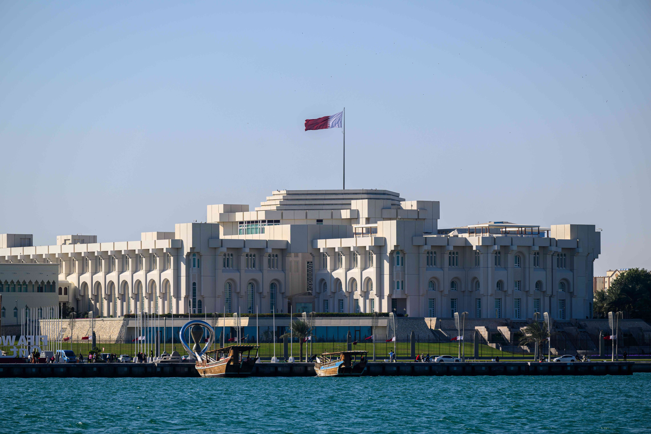 Doha Qatar 3 janvier 2025 : Le palais Emiri Diwan, le centre du gouvernement, à Doha, au Qatar.
