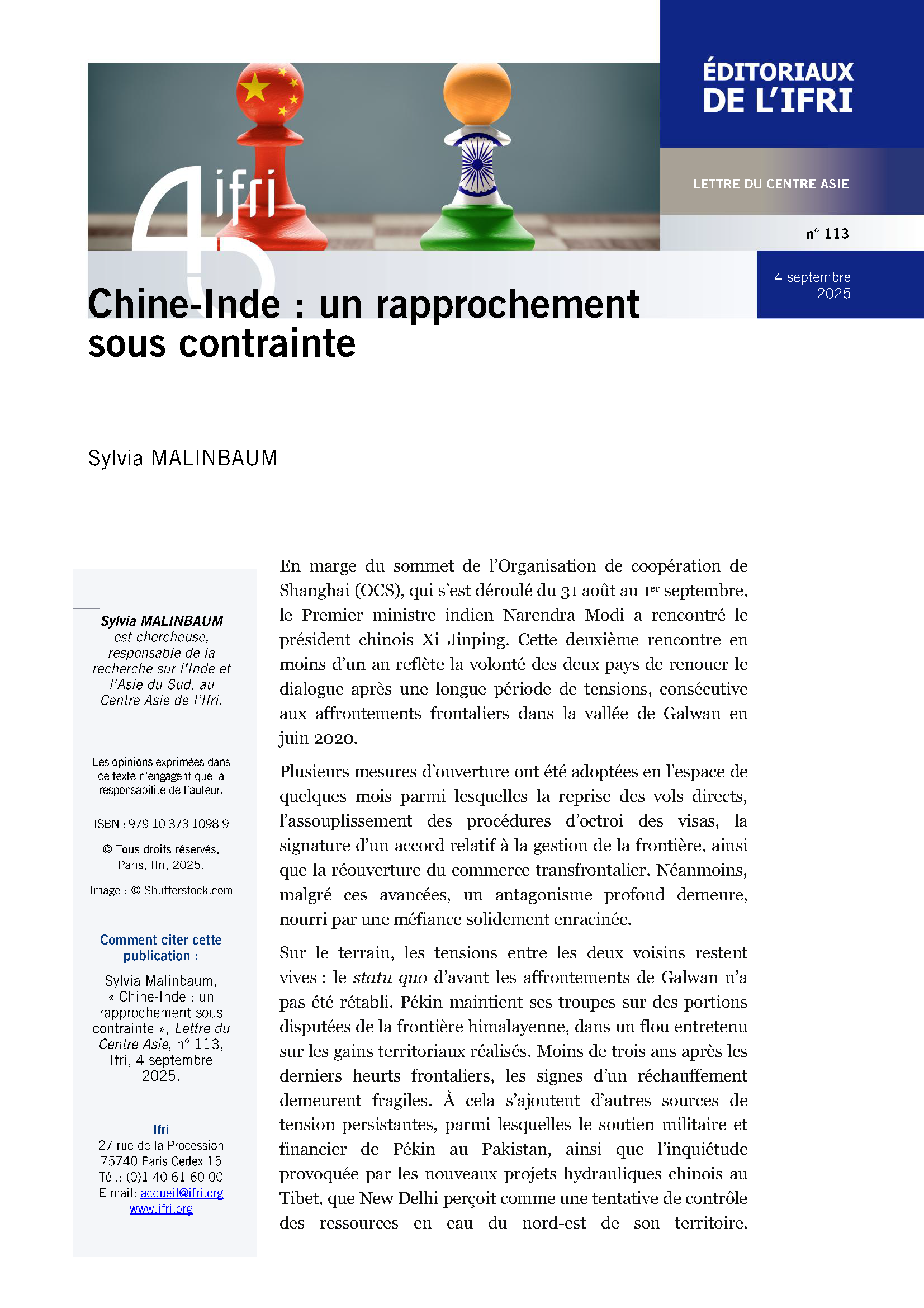 Chine-Inde: un rapprochement sous contrainte