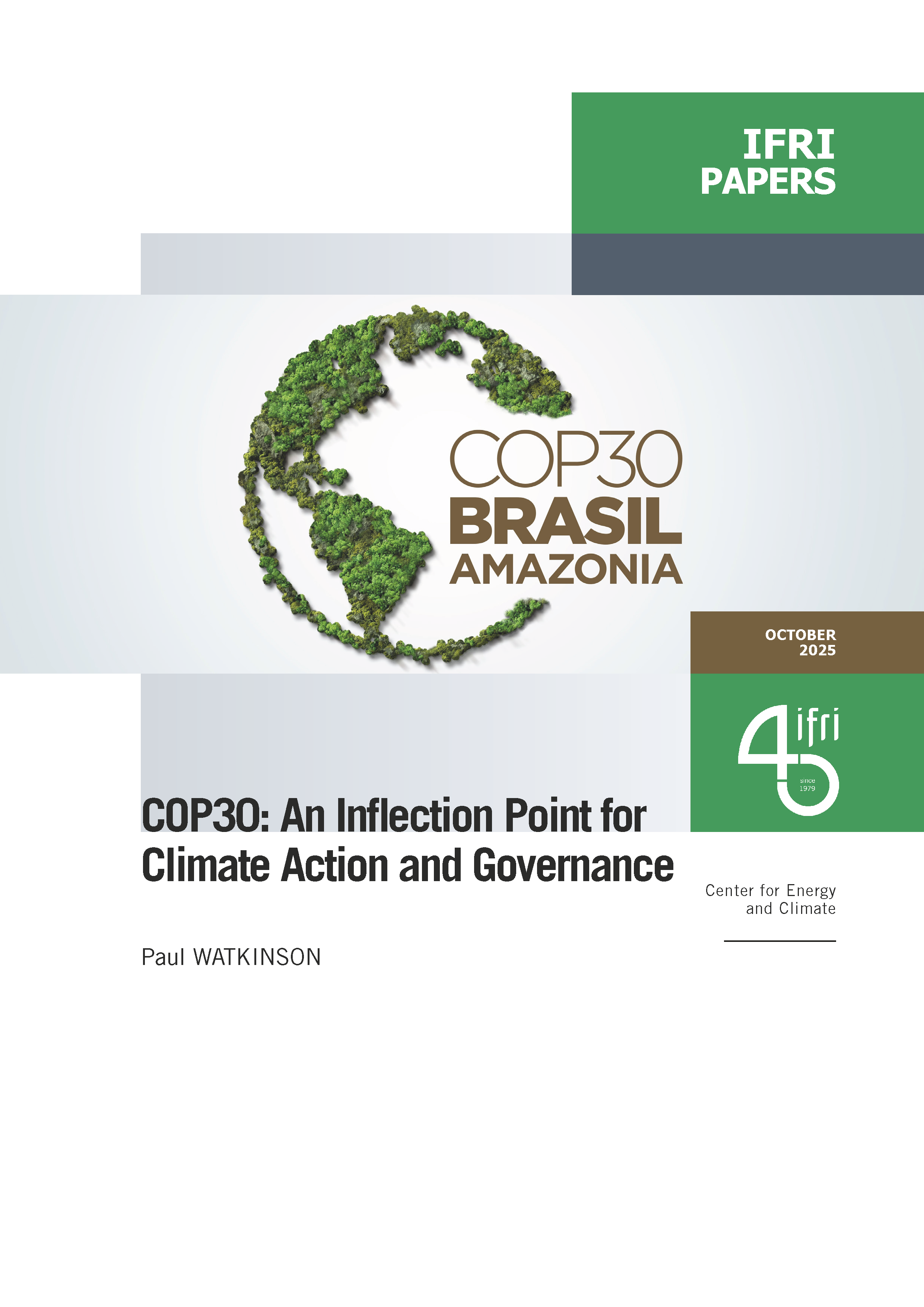 Couverture de la note de l' IFRI sur la COP30