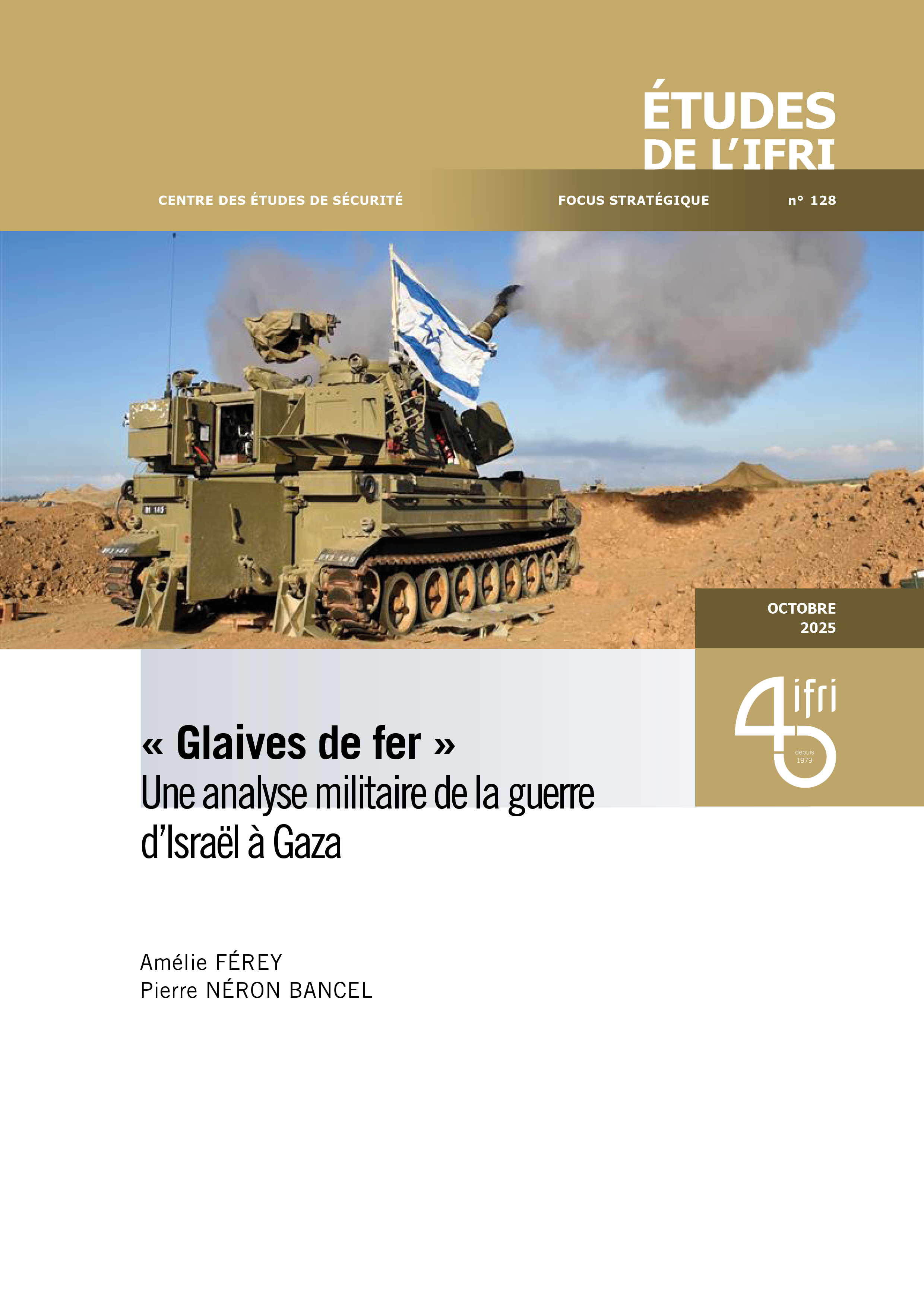 Amélie férey, pierre néron-bancel, études de l'ifri, glaives de fer, une analyse militaire de la guerre d'Israël à Gaza, Ifri, centre des études de sécurité, palestine