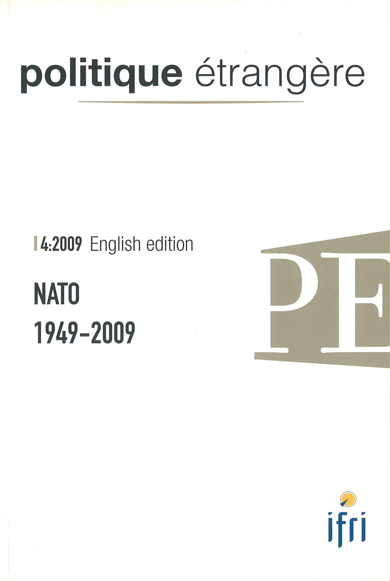 Page couverture Pe 2009 n°4 English Edition