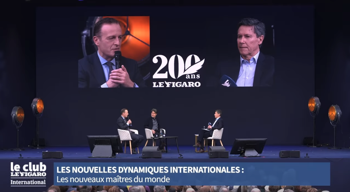 Thomas Gomart et Giuliano da Empoli dans un débat modéré par Philippe Gélie au Grand Palais pour le bicentenaire du Figaro. Jeudi 15 janvier 2026
