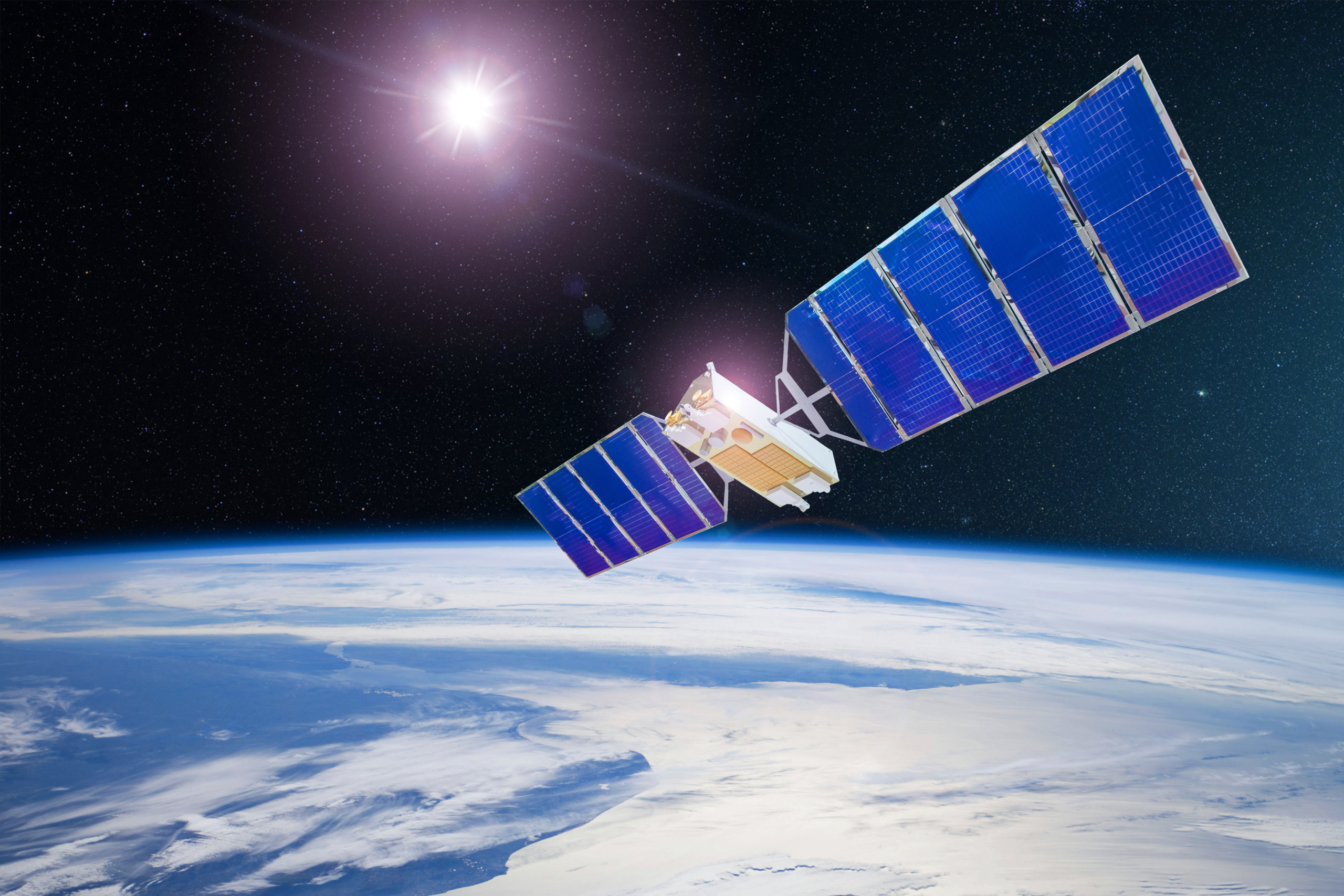 Satellite spatial en orbite autour de la Terre