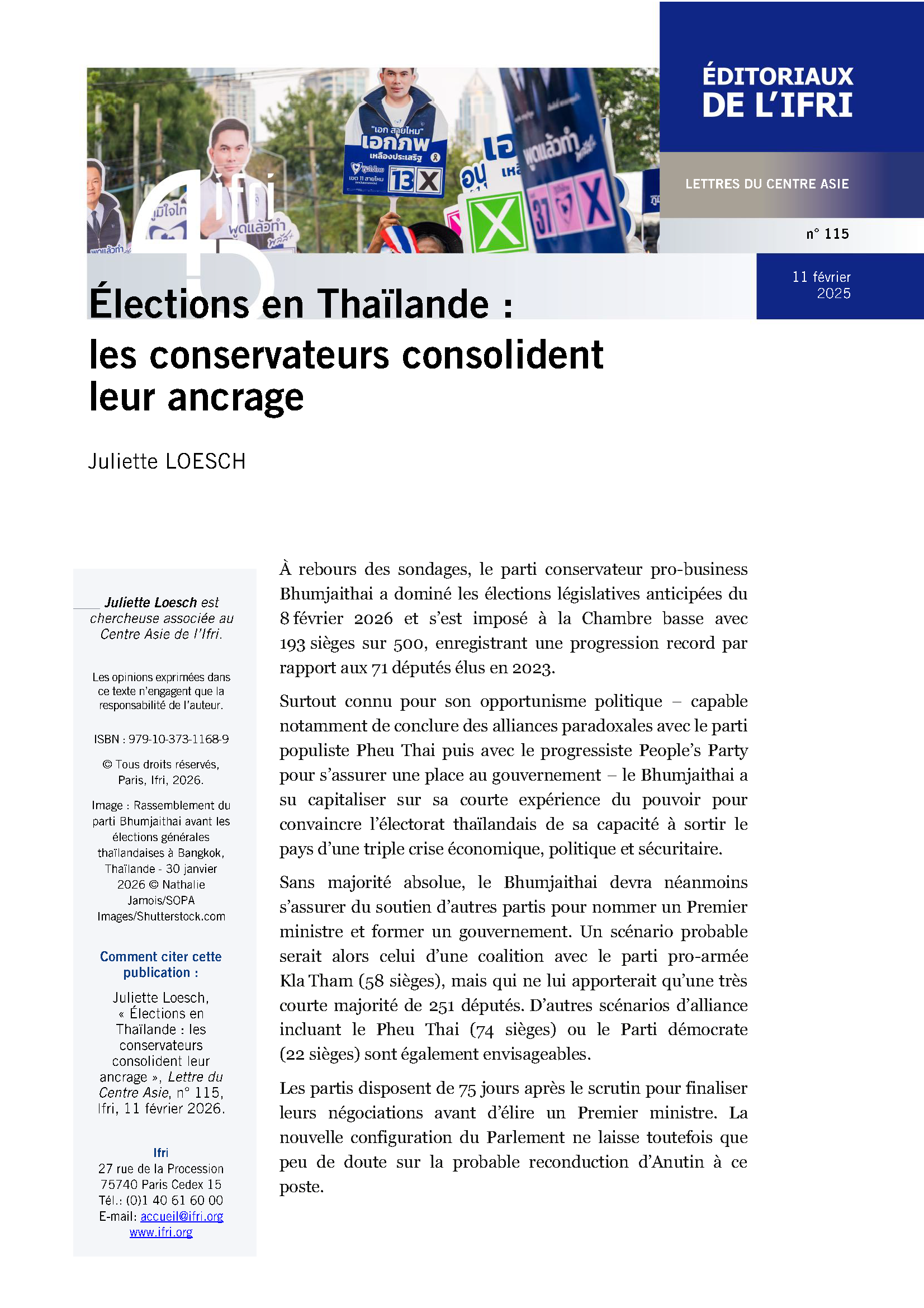 Couverture de l'analyse - Juliette Loesch