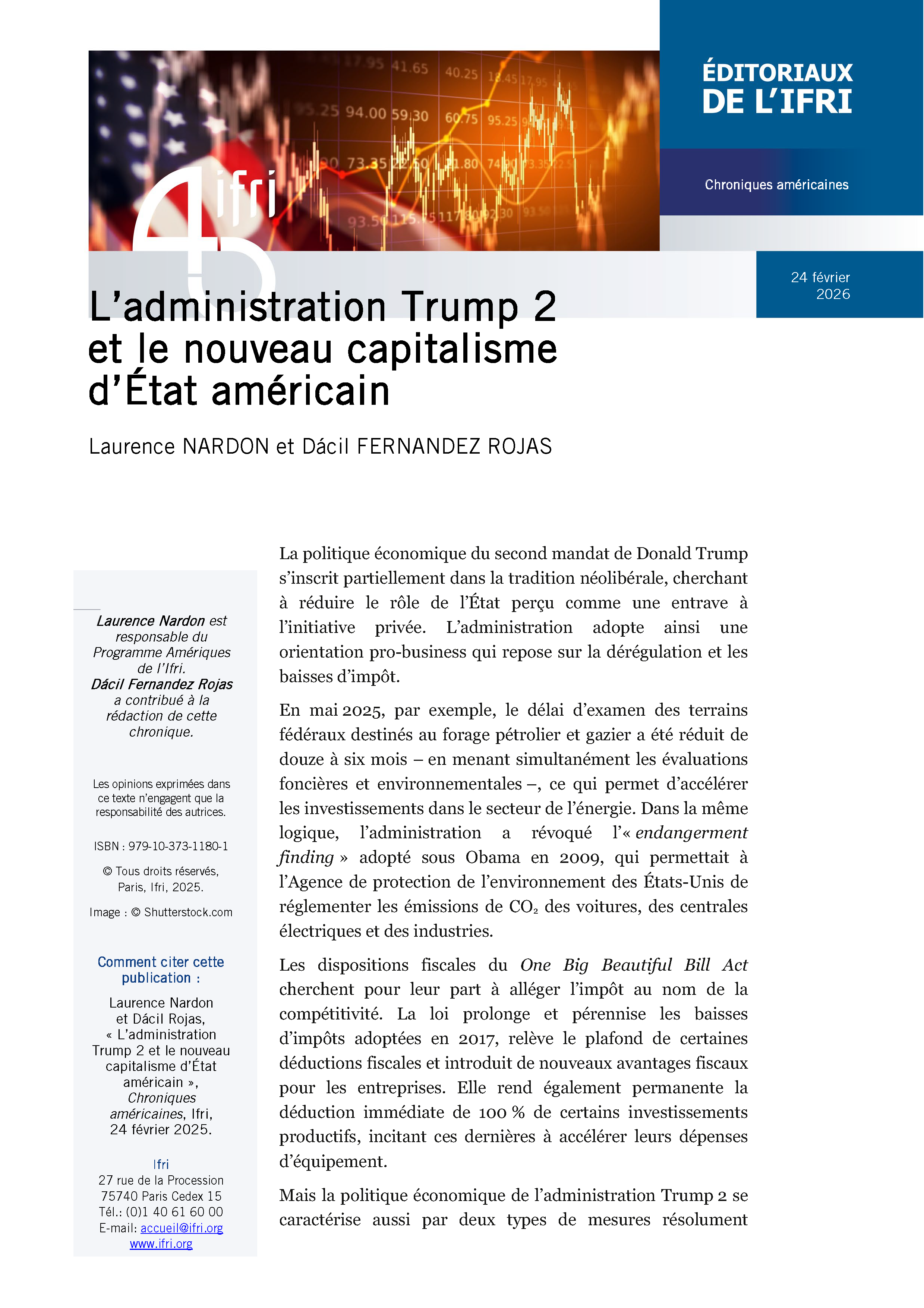 L’administration Trump 2 et le nouveau capitalisme d’État américain