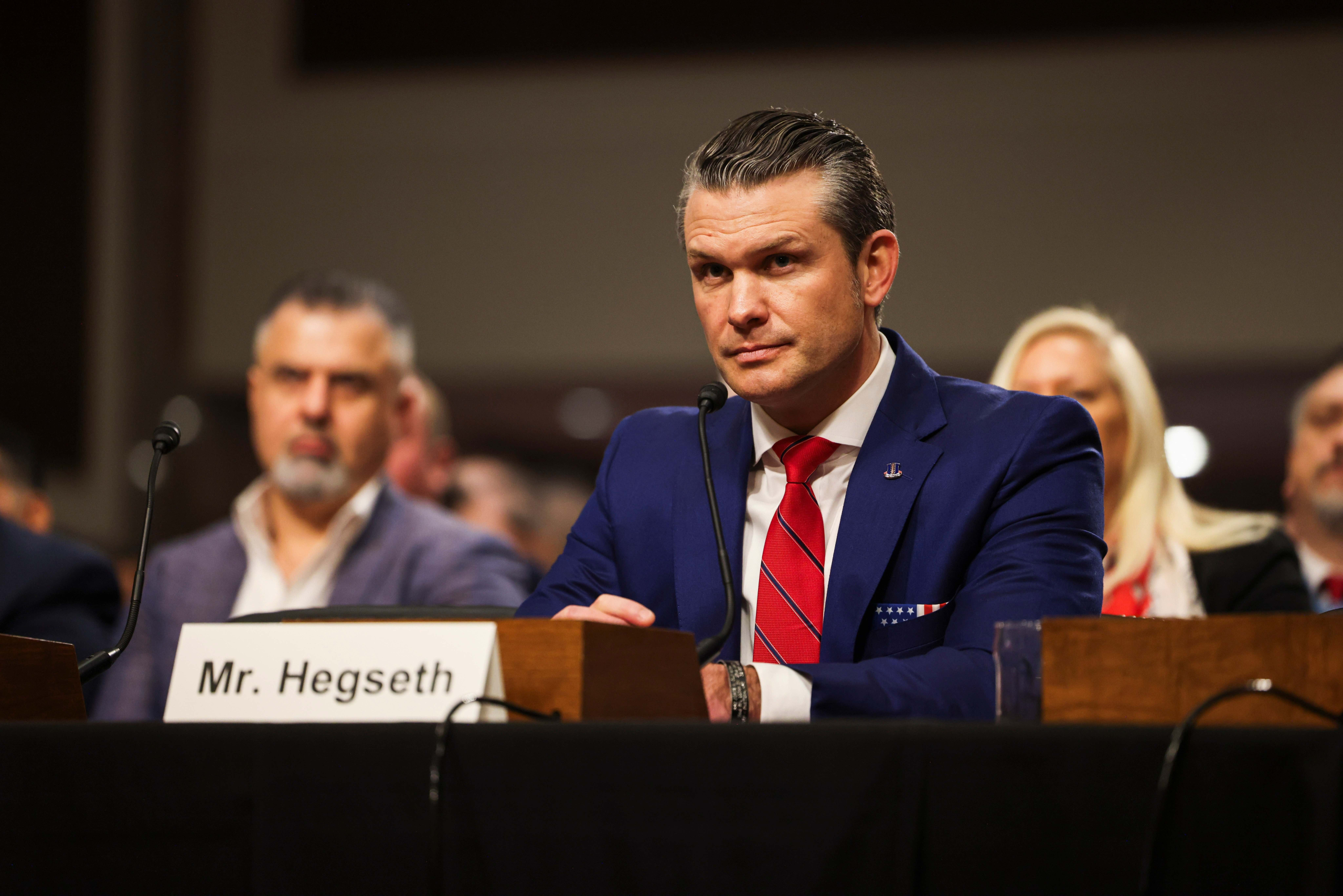 WASHINGTON - 14 janvier 2025 : Pete Hegseth, le secrétaire à la Défense, témoigne devant le Comité sénatorial des services armés.