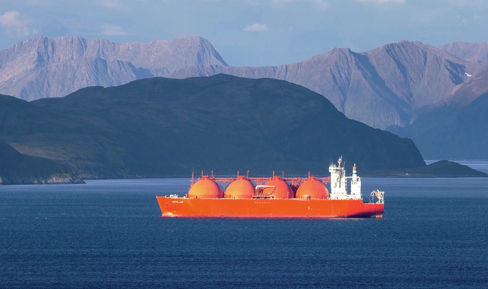 LNG carrier awaiting loading of liquefied gas, Hammerfest, Norway - September 12, 2025 