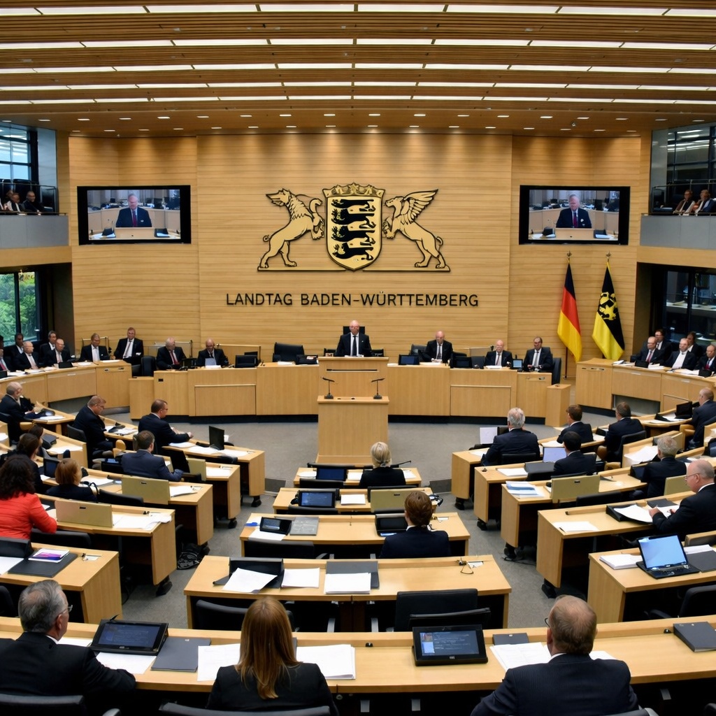 Salle plénière du Parlement du Land de Bade-Wurtemberg © Générateur IA Shutterstock, Shutterstock.com