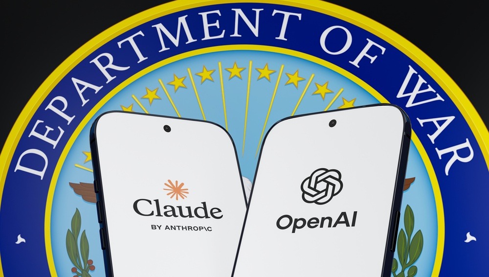 Sceau du département américain de la Guerre, avec les logos Claude et OpenAI