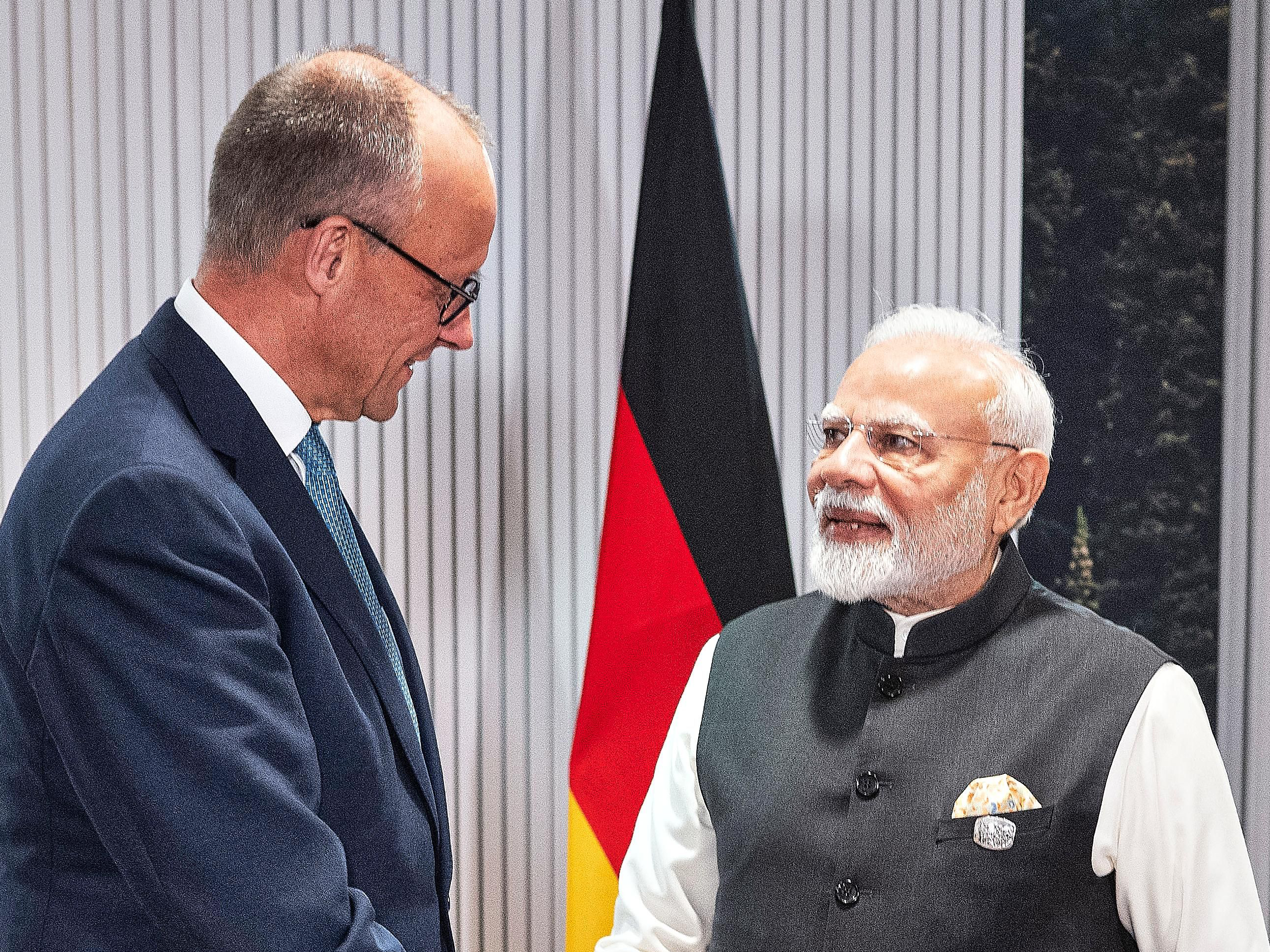 Rencontre bilatérale entre le chancelier allemand Friedrich Merz (CDU) et le Premier ministre indien Narendra Modi – Sommet du G7 2025, Mountain Lodge, Kananaskis, Canada – 17 juin 2025