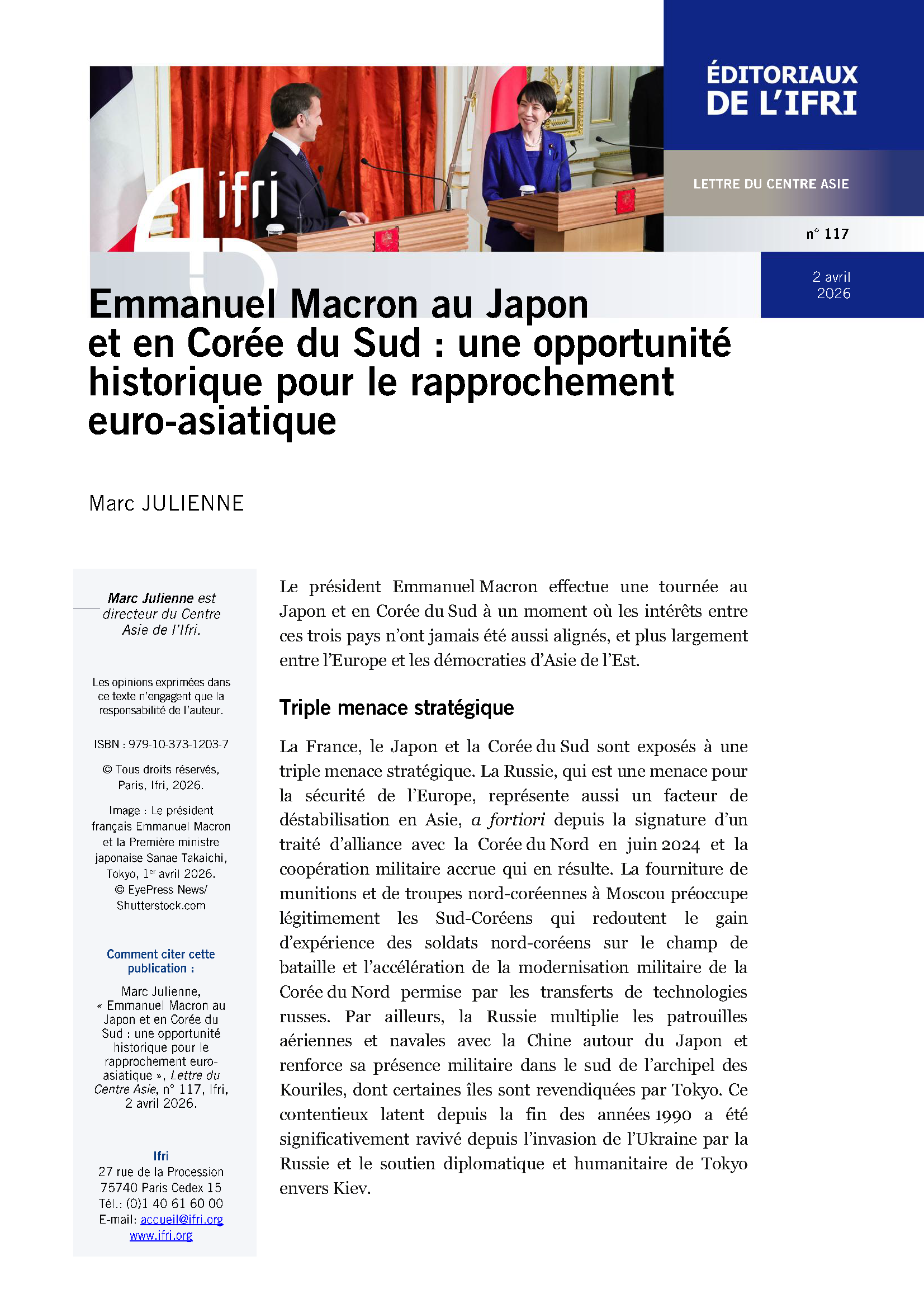 Couverture de l'éditorial - Marc Julienne