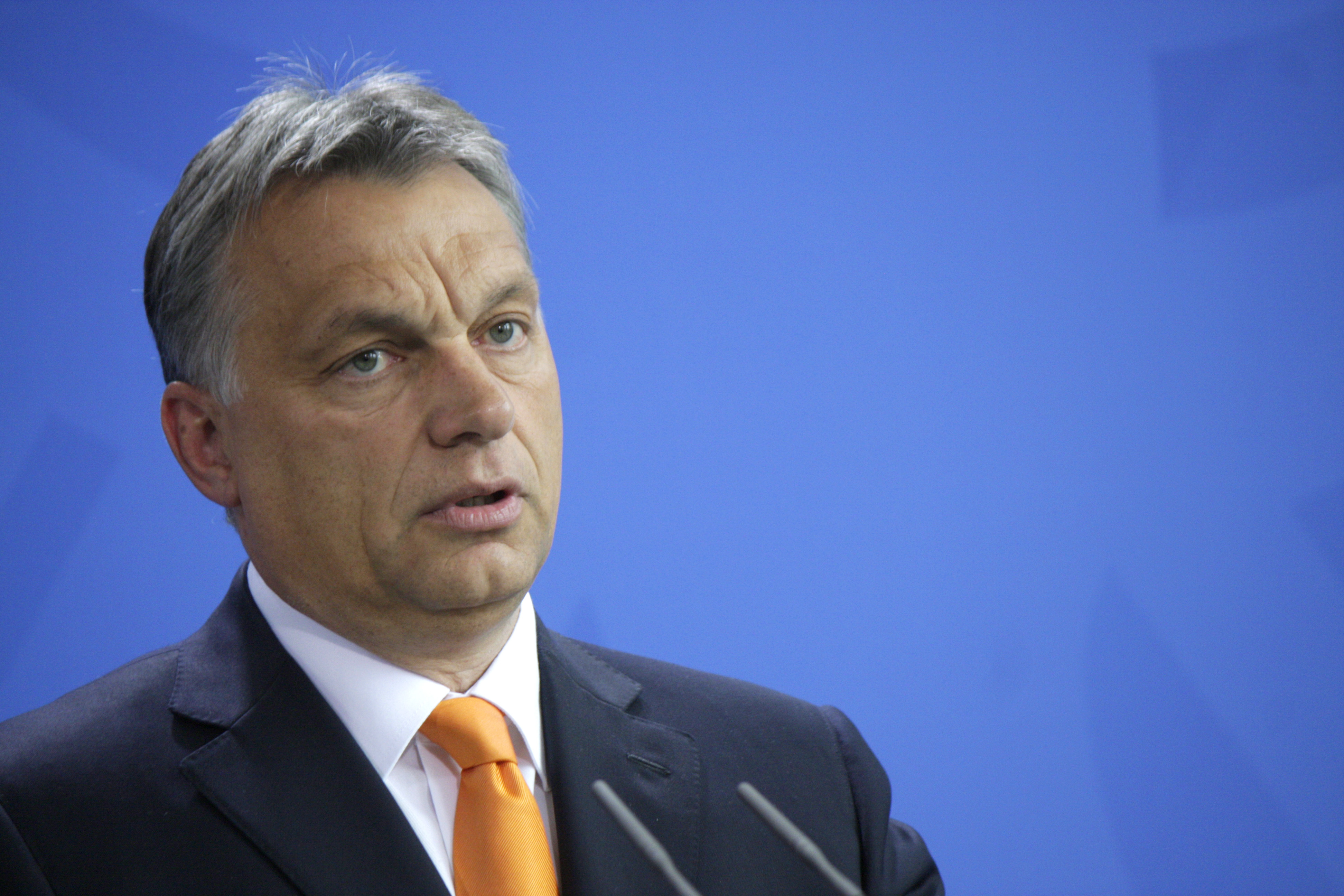 Viktor Orban lors d’une conférence de presse à Berlin, mai 2014
