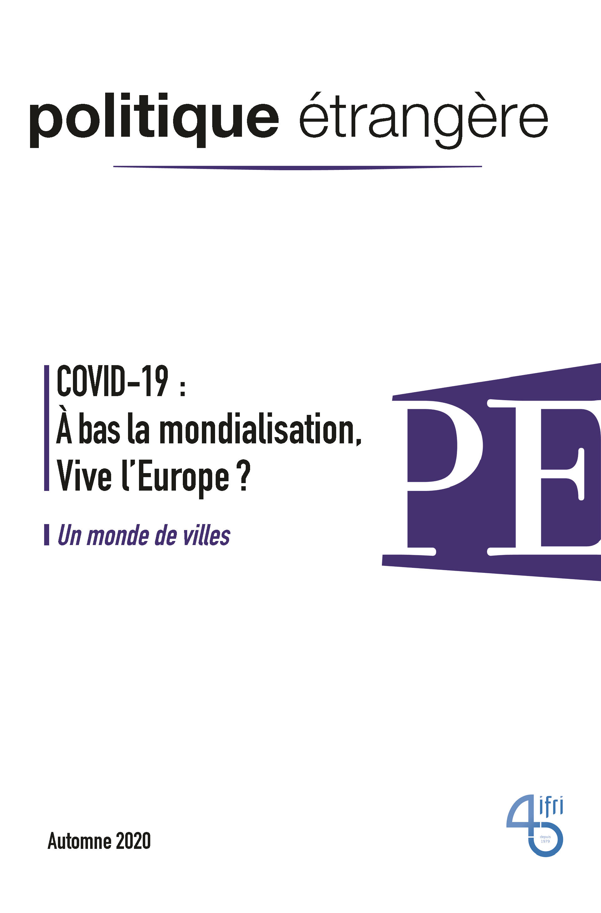 Page couverture PE vol. 85, n° 3, 2020