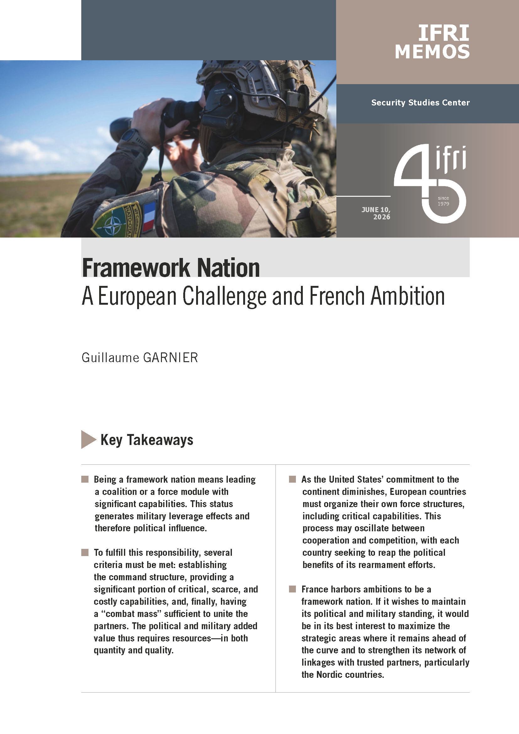 Cover Memo Framework Nation