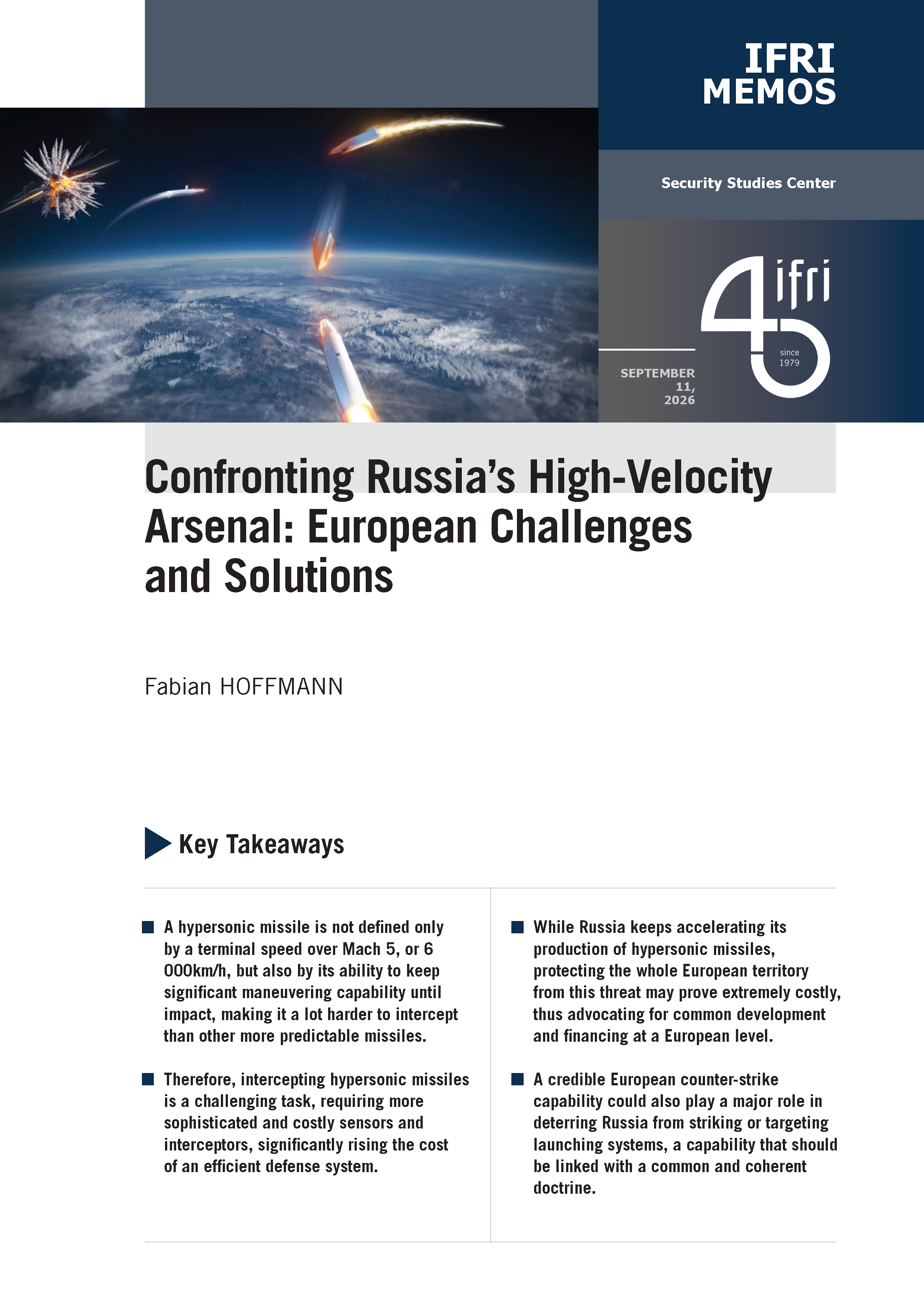 Confronting Russia’s High-Velocity Arsenal: European Challenges and Solutions 
