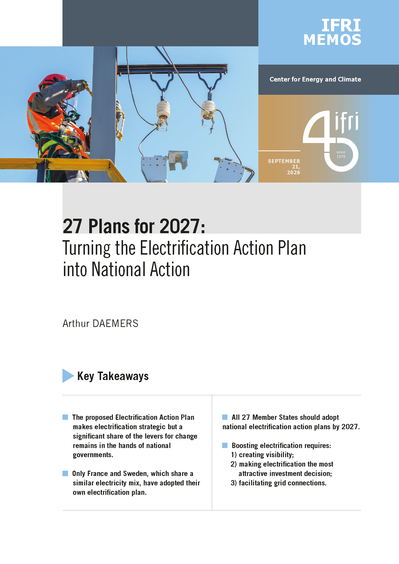 Ifri's memo cover on electrification by A. Daemers