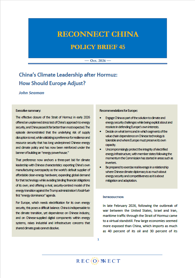China’s Climate Leadership after Hormuz: How Should Europe Adjust?