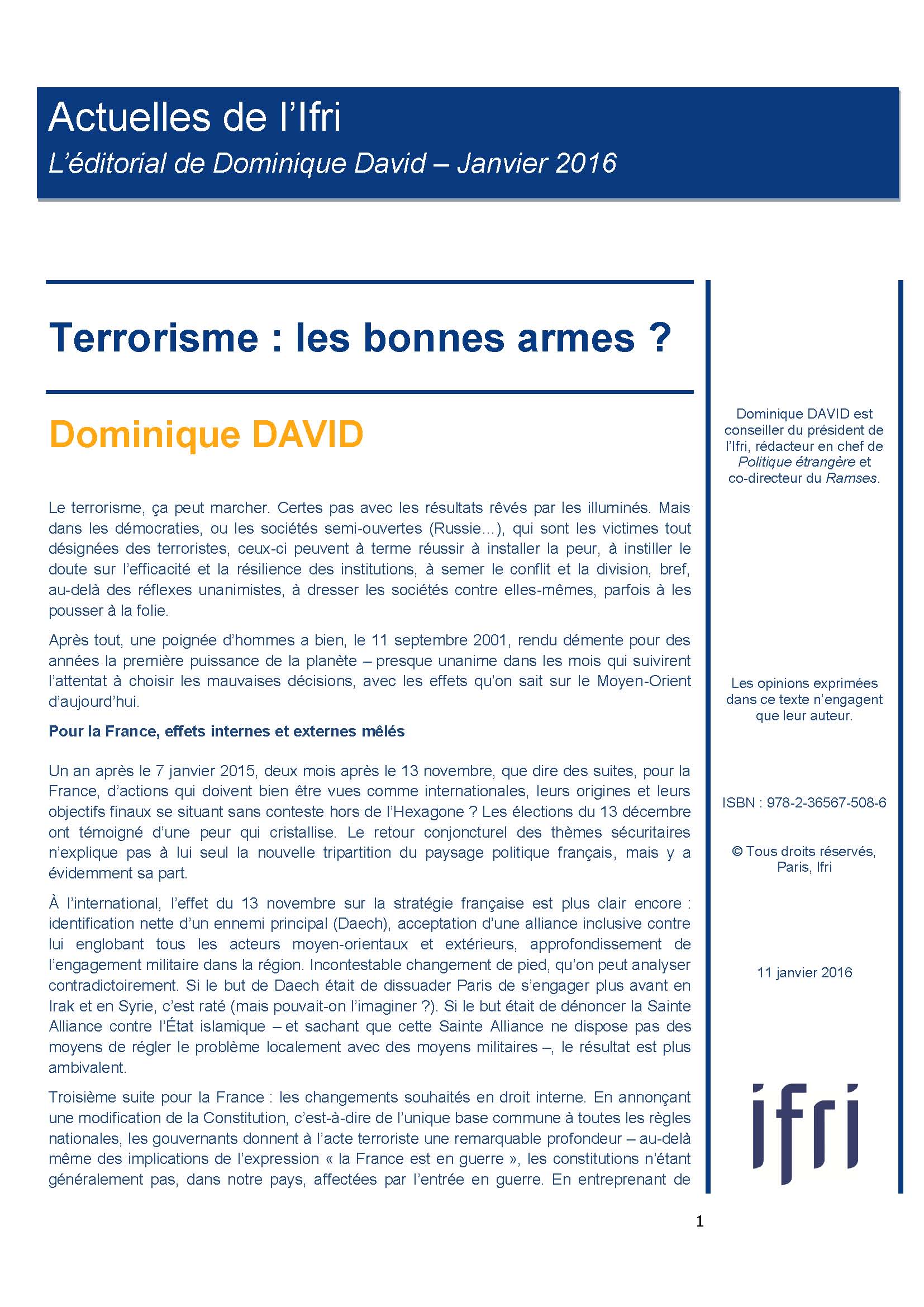 Actuelles_David_Terrorisme: les bonnes armes