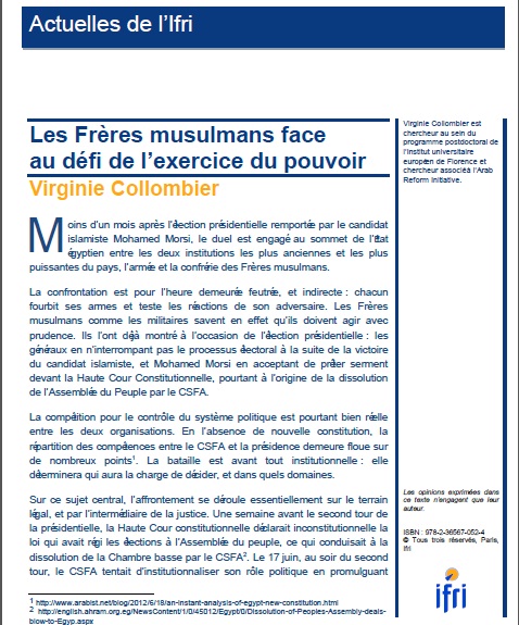 Les Frères Musulmans face au défi de l'exercice du pouvoir