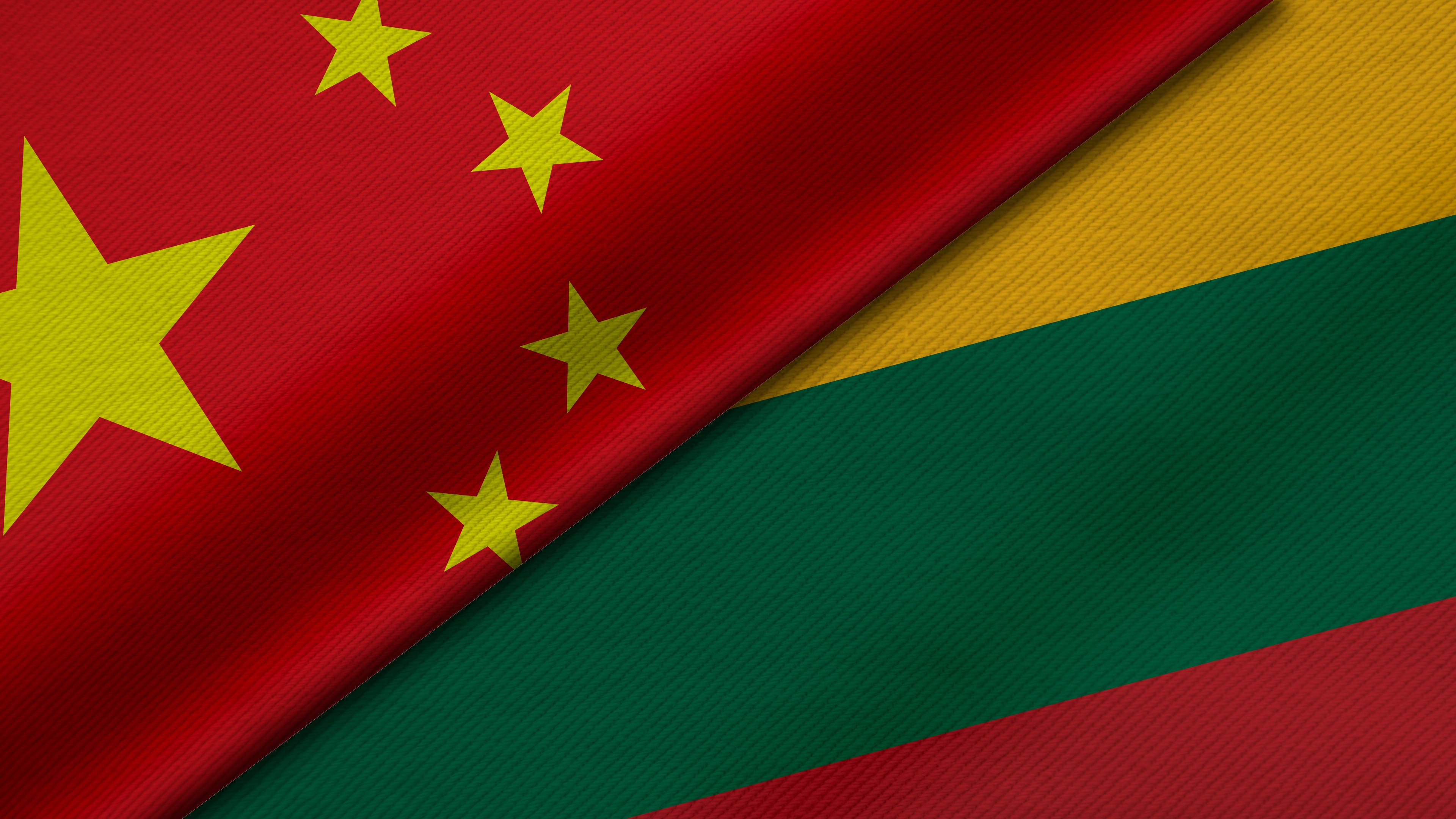 Flags of China and the Republic of Lithuania