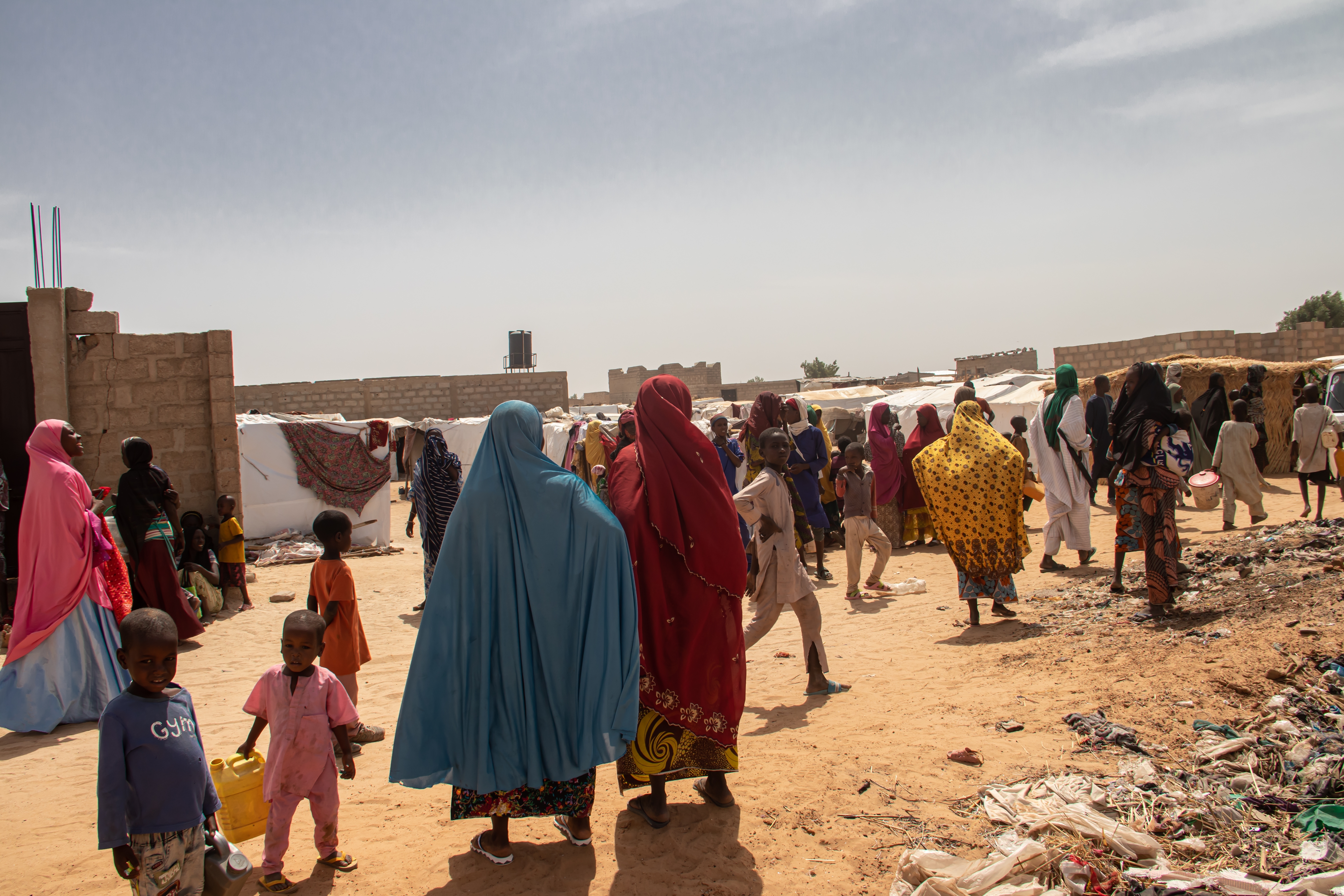 Maiduguri, Nigeria, 28.10.2022: Refugee camp taking refuge in an armed conflict between opposition groups and the government.