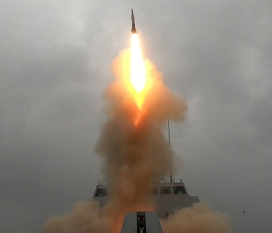 Tir d'un missile Aster 30 par la Frégate multi-missions Normandie le 27 janvier 2021