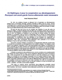 Un Natitingou 2 pour la coopération au développement. Pourquoi une avant-garde franco-allemande reste necessaire