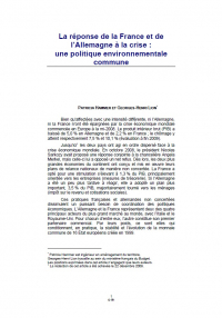 La réponse de la France et de l'Allemagne à la crise: une politique environnementale commune 