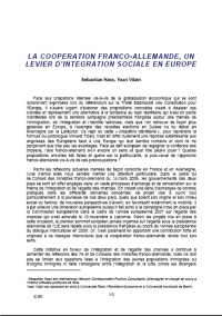 La coopération franco-allemande, un levier d'intégration sociale en Europe