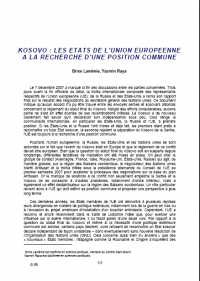 Kosovo: les Etats de l'Union européenne à la recherche d'une position commune