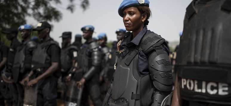 Members of a Senegalese Formed Police Unit (FPU) of the UN Multidimensional Integrated Stabilization Mission in Mali