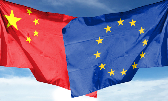 China and EU Flags