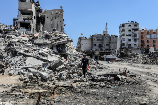 Ruins after Israeli bombardment in Gaza