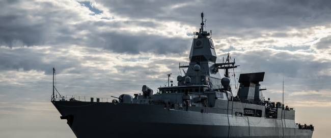 Warship on the sea