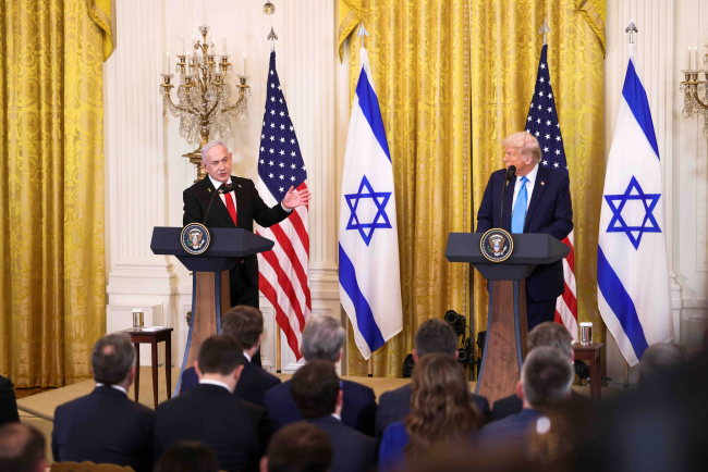 WASHINGTON, DC, USA - 4 février 2025 : Le président Donald J. Trump tient une conférence de presse conjointe à la Maison Blanche avec le Premier ministre israélien Benjamin Netanyahu