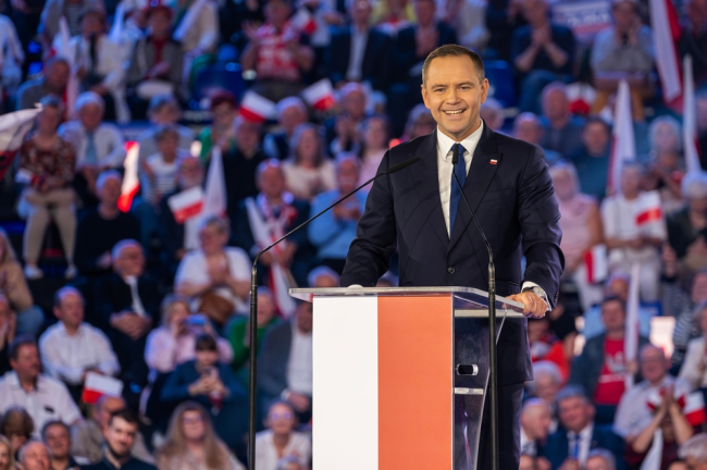 Karol Nawrocki, élu président de la Pologne en 2025, Lodz, 27 avril 2024