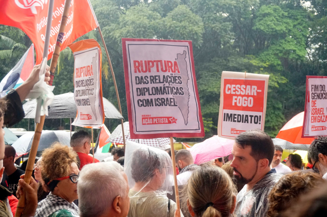 São Paulo Brazil 24 février 2024. Les mouvements sociaux au sujet d'Israël dans la guerre contre la Palestine