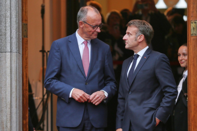 Le chancelier allemand Friedrich Merz reçoit le président français Emmanuel Macron , Villa Borsig, Berlin - 23 juil. 2025