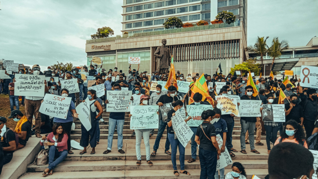 April 9, 2022: Sri Lankan citizens hold island-wide protests against Sri Lanka's corrupt government and President Gotabaya Rajapaksa.