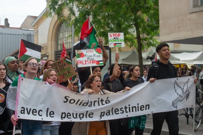 Nancy, juin 2024 : Manifestation pour la Palestine après les bombardements de Rafah par l'armée israélienne 