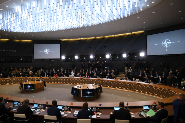 Réunion des ministres des affaires étrangères de l'OTAN lors d'une réunion de deux jours de l'Alliance au siège de l'OTAN à Bruxelles, en Belgique, le 43 avril 2024.