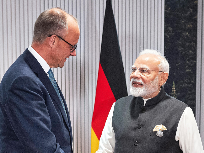 Rencontre bilatérale entre le chancelier allemand Friedrich Merz (CDU) et le Premier ministre indien Narendra Modi – Sommet du G7 2025, Mountain Lodge, Kananaskis, Canada – 17 juin 2025