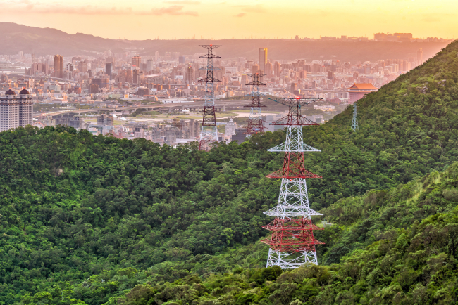 Pylônes à haute tension à Taipei