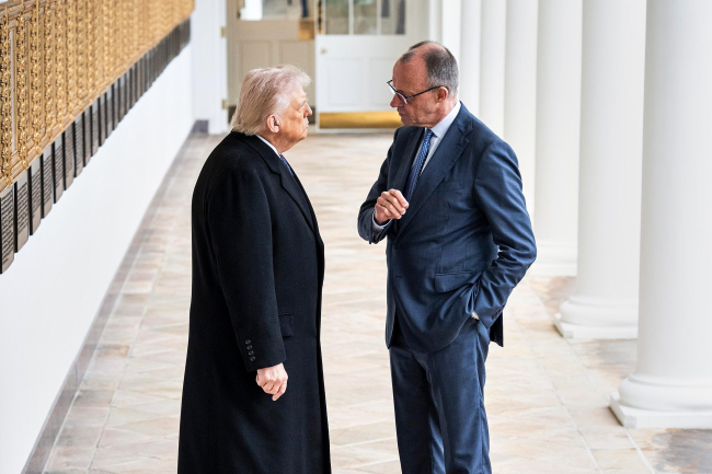 Rencontre entre le chancelier fédéral Friedrich Merz et le président des États-Unis, Donald Trump, à Washington, le 3 mars 2026