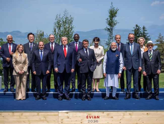 Group photo from heads of state and governement during the G7 summit in Evian (France), on June 16, 2026.